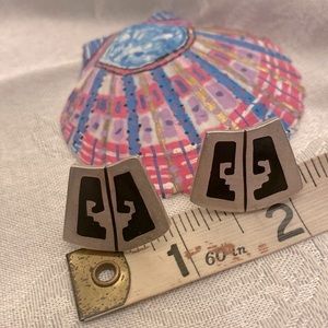 Silver onyx, handmade, earrings, New Mexico